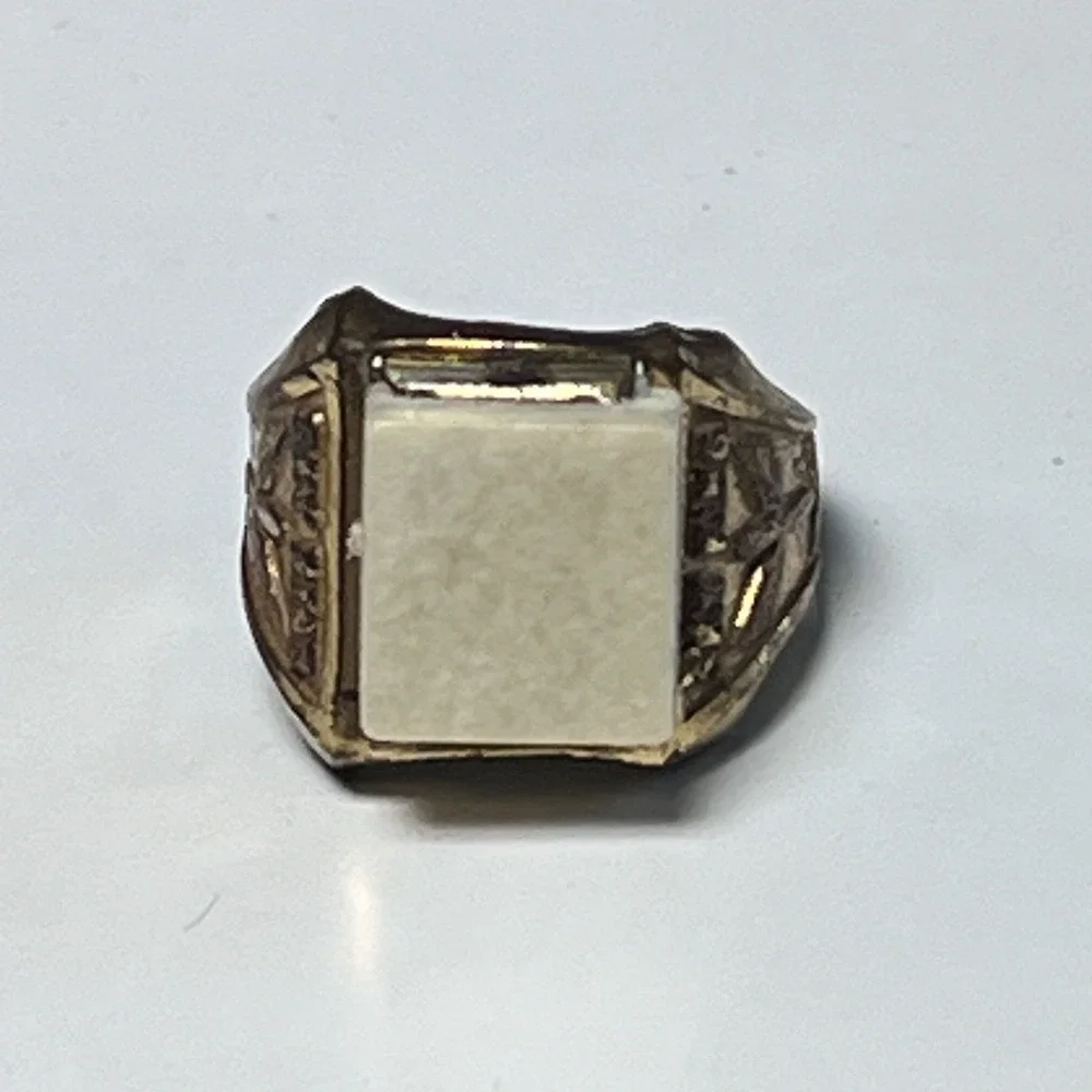 Sky King Secret Compartment Ring Unisex OS Gold Tone Square Stone Radio Premium